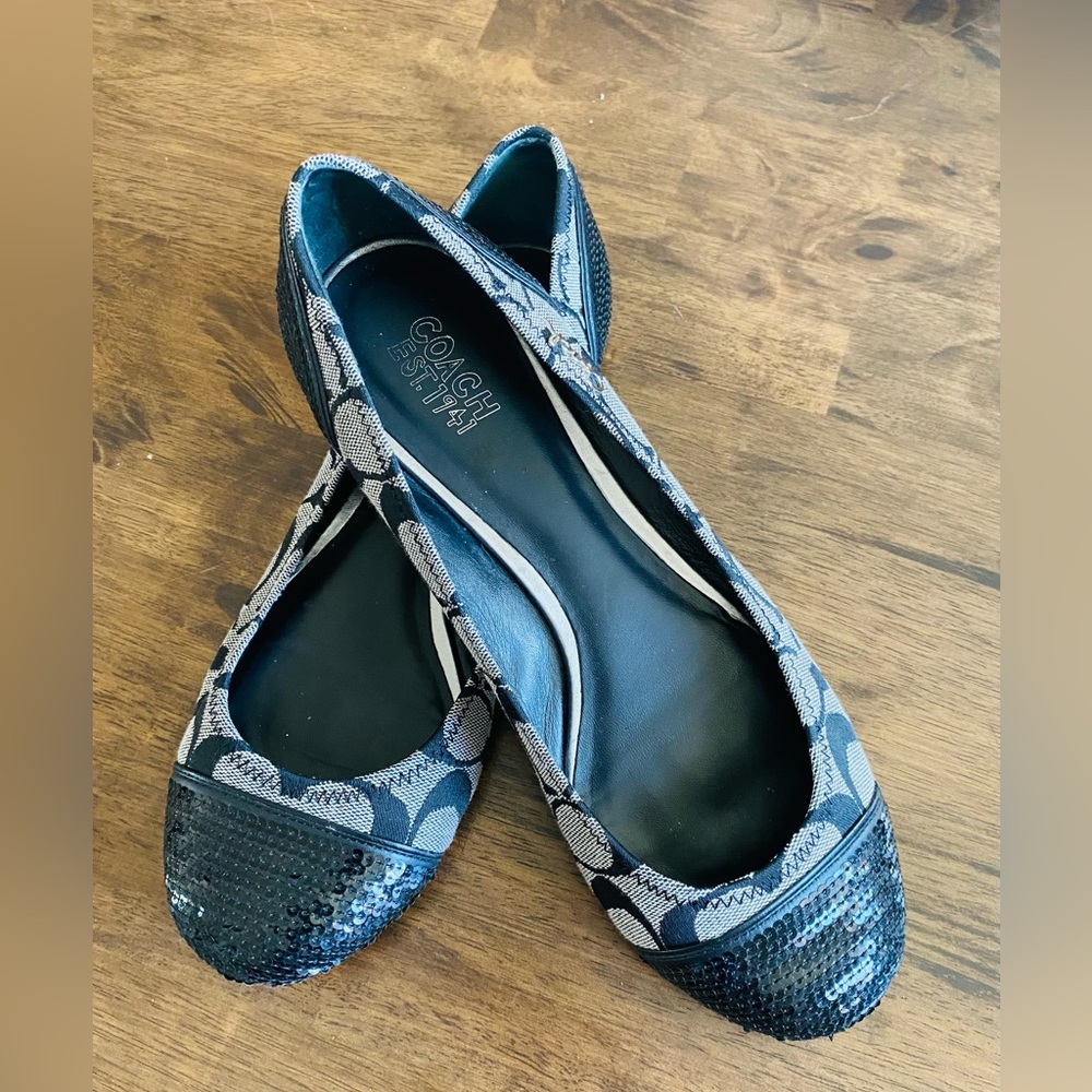 Coach Sequin Monogrammed Ballet Flats